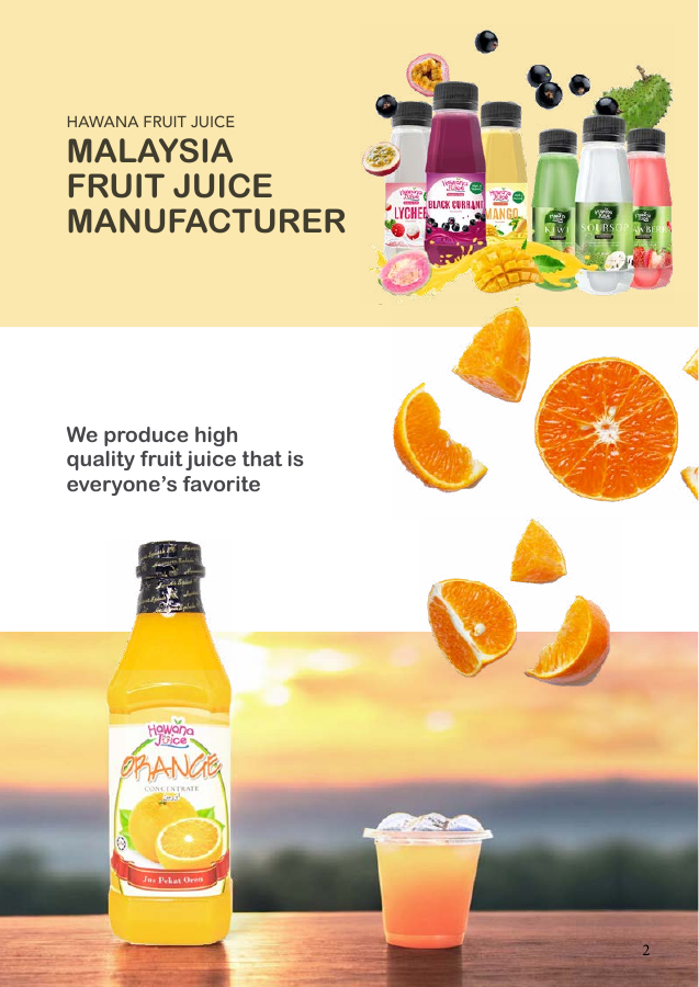 Hawana Juice catalogue showing colourful Malaysian fruit beverages
